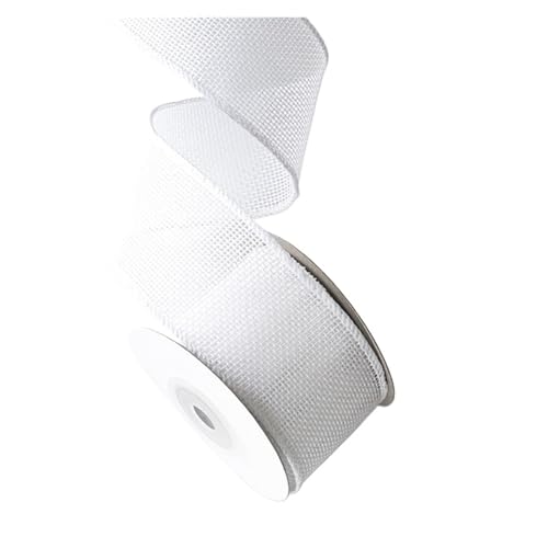 Juteband, Juteband mit Spitze, Juterolle, 4,5 m/Rolle, DIY-Stoffband, Juteband mit Drahtkante, Weihnachtsbaumband, Kranzschleifen, Bastelband, Geschenkverpackung (rot)(White) von ZOOPH