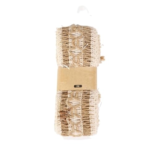 Sackleinenband, Sackleinenband mit Spitze, Sackleinenrolle, 2 Meter, Sackleinenbänder, Juteband for Heimwerker, Kunst und Handwerk, Geschenkverpackung, Hochzeitsfeier, Weihnachtsfestdekoration (Beige) von ZOOPH