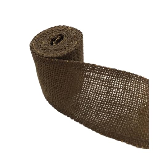 Sackleinenband, Sackleinenband mit Spitze, Sackleinenrolle, 2 m breit, 6 cm, buntes Jute-Sackleinenband, Jutestoffrolle, Sackleinenband, Besatzband, rustikales DIY-Hochzeitsfest (rot)(Brown) von ZOOPH