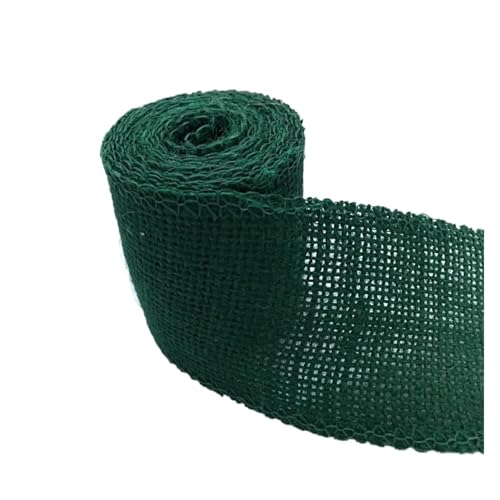 Sackleinenband, Sackleinenband mit Spitze, Sackleinenrolle, 2 m breit, 6 cm, buntes Jute-Sackleinenband, Jutestoffrolle, Sackleinenband, Besatzband, rustikales DIY-Hochzeitsfest (rot)(Dark green) von ZOOPH