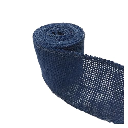 Sackleinenband, Sackleinenband mit Spitze, Sackleinenrolle, 2 m breit, 6 cm, buntes Jute-Sackleinenband, Jutestoffrolle, Sackleinenband, Besatzband, rustikales DIY-Hochzeitsfest (rot)(Deep blue) von ZOOPH