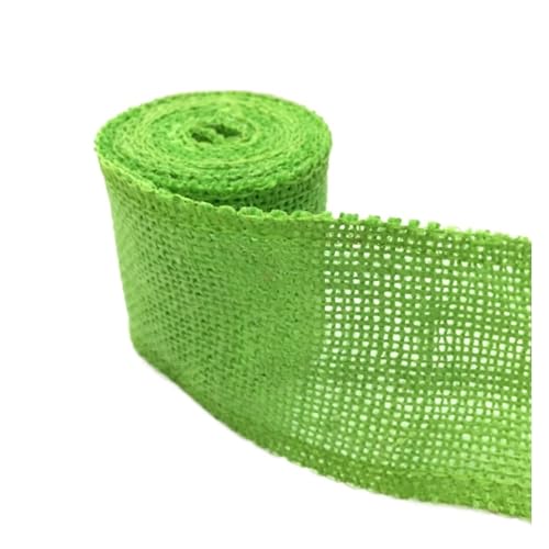 Sackleinenband, Sackleinenband mit Spitze, Sackleinenrolle, 2 m breit, 6 cm, buntes Jute-Sackleinenband, Jutestoffrolle, Sackleinenband, Besatzband, rustikales DIY-Hochzeitsfest (rot)(Light green) von ZOOPH