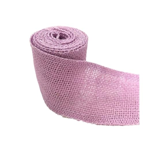 Sackleinenband, Sackleinenband mit Spitze, Sackleinenrolle, 2 m breit, 6 cm, buntes Jute-Sackleinenband, Jutestoffrolle, Sackleinenband, Besatzband, rustikales DIY-Hochzeitsfest (rot)(Purple) von ZOOPH