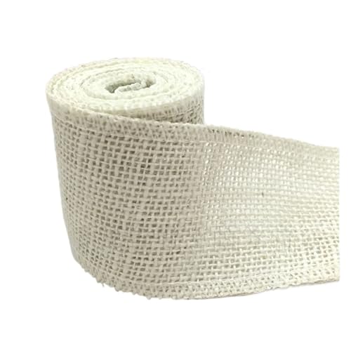 Sackleinenband, Sackleinenband mit Spitze, Sackleinenrolle, 2 m breit, 6 cm, buntes Jute-Sackleinenband, Jutestoffrolle, Sackleinenband, Besatzband, rustikales DIY-Hochzeitsfest (rot)(White) von ZOOPH