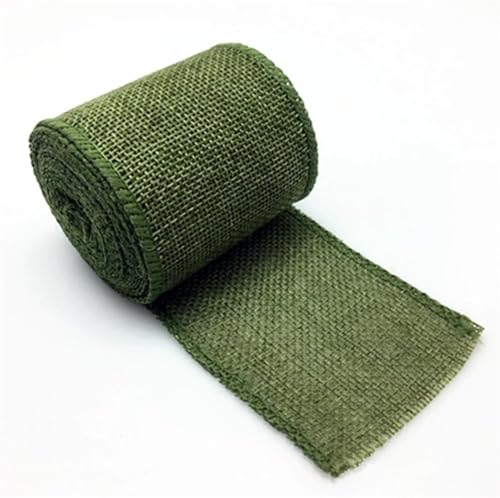 Sackleinenband, Sackleinenband mit Spitze, Sackleinenrolle, 3 m/Rolle, Sackleinenband mit Draht, Jute-Verpackungsband for Weihnachtsbasteleien, DIY-Hochzeitsfeiern, Schleifenbesatz, Dekoration (grün)( von ZOOPH