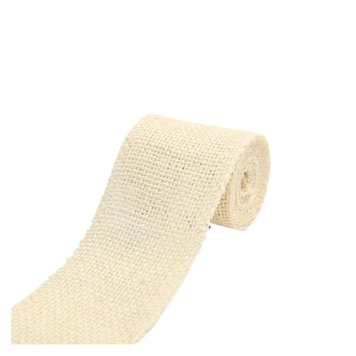 Sackleinenband, Sackleinenrolle, 2 m/Rolle, 60 mm Breite, buntes Jute-Sackleinen, Mehrzweck-Bastelband, DIY-Weihnachtsdekoration, Gartenarbeit, Verpackungspaket (rot)(Beige) von ZOOPH