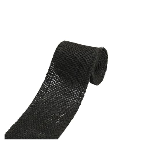 Sackleinenband, Sackleinenrolle, 2 m/Rolle, 60 mm Breite, buntes Jute-Sackleinen, Mehrzweck-Bastelband, DIY-Weihnachtsdekoration, Gartenarbeit, Verpackungspaket (rot)(Black) von ZOOPH