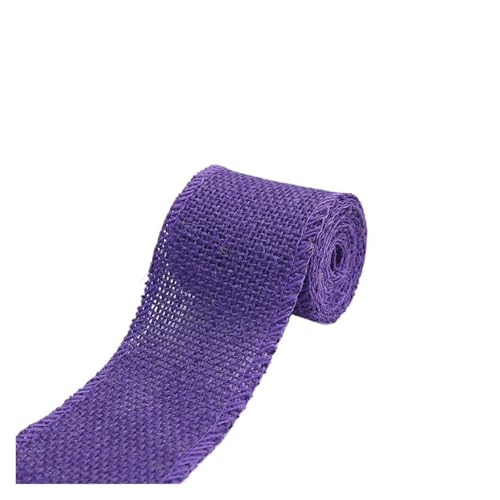 Sackleinenband, Sackleinenrolle, 2 m/Rolle, 60 mm Breite, buntes Jute-Sackleinen, Mehrzweck-Bastelband, DIY-Weihnachtsdekoration, Gartenarbeit, Verpackungspaket (rot)(Purple) von ZOOPH