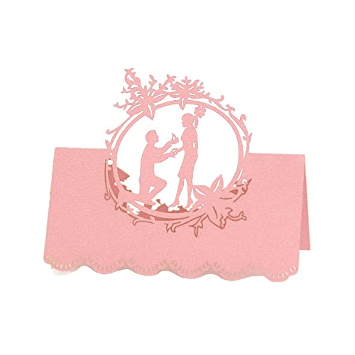 Tischkarten für Hochzeiten, Tisch-Platzkarten, 100 Stück, Tisch-Platzkarten, Namens-Sitzkarten, ausgehöhlte Hochzeitsvorschlag-Grußkarte for Party, Metting-Zubehör, Hochzeitsstrauß-Dekoration, Rot von ZOOPH