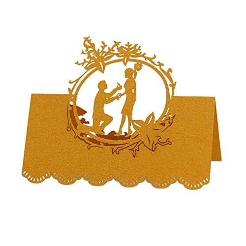 Tischkarten für Hochzeiten, Tisch-Platzkarten, 100 Stück, Tisch-Platzkarten, Namens-Sitzkarten, ausgehöhlte Hochzeitsvorschlag-Grußkarte for Party, Metting-Zubehör, Hochzeitsstrauß-Dekoration, Rot von ZOOPH