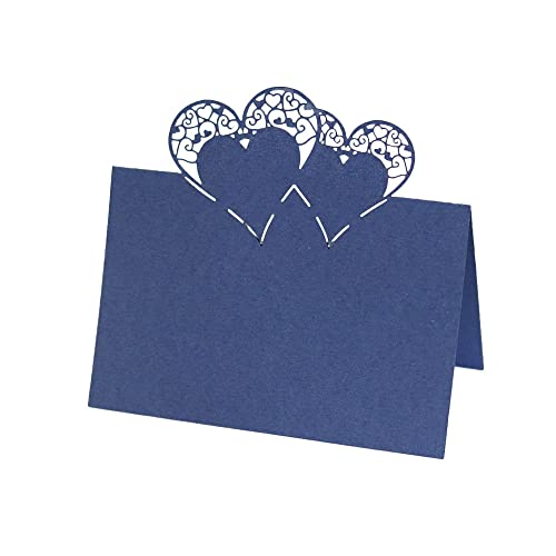 Tischkarten für Hochzeiten, Tisch-Platzkarten, 100 Stück, Tisch-Platzkarten, ausgehöhlte Namenskarte, Herz-Zelt-Karte, gefaltete Sitzkarte, Grußkarte for Blumenstrauß, Tischdekoration, Rot von ZOOPH