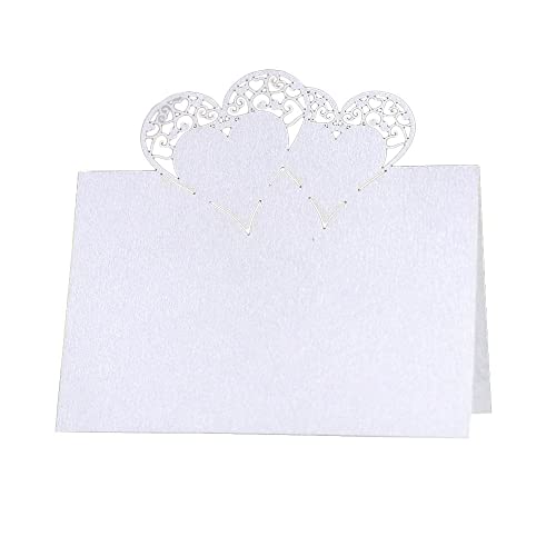 Tischkarten für Hochzeiten, Tisch-Platzkarten, 100 Stück, Tisch-Platzkarten, ausgehöhlte Namenskarte, Herz-Zelt-Karte, gefaltete Sitzkarte, Grußkarte for Blumenstrauß, Tischdekoration, Rot von ZOOPH