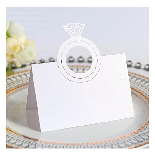 Tischkarten für Hochzeiten, Tisch-Platzkarten, 100 Stück, Tisch-Platzkarten, gefaltete Zelt-Sitzkarte, Diamantring-gemusterte Grußkarte for Hochzeit, Party-Dekoration, Rot von ZOOPH