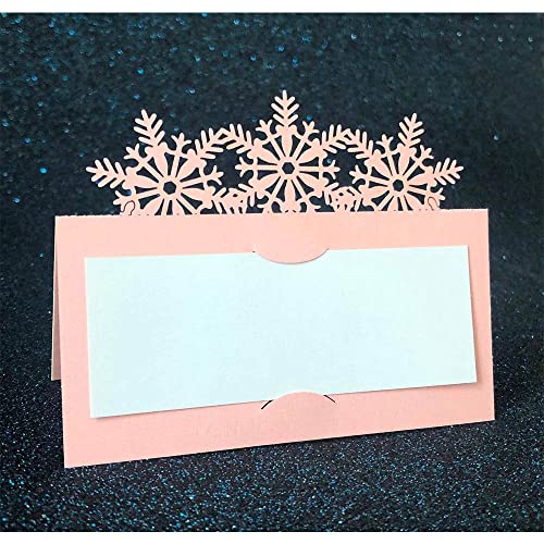 Tischkarten für Hochzeiten, Tischkarten, 100 Stück, Tischkarten, Namenskarten, ausgehöhlte Schneeflocken-Grußkarten for Weihnachten, Hochzeit, Party, Sitzkarte, Metting-Zubehör, Rosa von ZOOPH