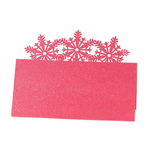 Tischkarten für Hochzeiten, Tischkarten, 100 Stück, Tischkarten, Weihnachtsnamen, Sitzkarten, ausgehöhlte Schneeflockenkarte for Party, Metting-Zubehör, Hochzeitsstrauß-Dekoration, Rot von ZOOPH