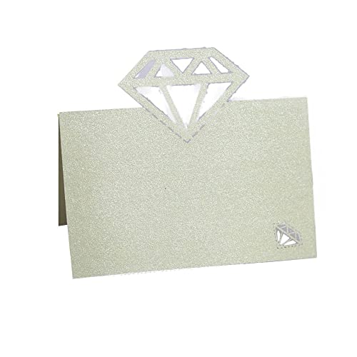 Tischkarten für Hochzeiten, Tischkarten, 100 Stück, Tischkarten, ausgehöhlte Diamant-Zeltkarte, gefaltete Sitzkarte, Grußkarte for Blumenstrauß, Tischdekoration, Partyzubehör, Rot von ZOOPH