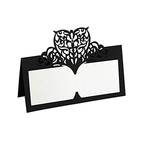 Tischkarten für Hochzeiten, Tischkarten, 100 Stück, Tischkarten, ausgehöhlte Namenskarten, herzgemusterte Zeltkarten, gefaltete Grußkarten, Sitzkarten, Hochzeit, Partyzubehör, Rot von ZOOPH