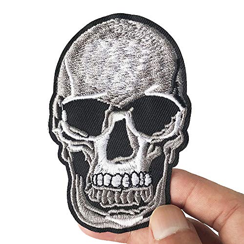 2 x coole bestickte Aufnäher mit Totenkopf-Motiv, niedliche Stickerei-Flicken, zum Aufbügeln oder Aufnähen, coole Aufnäher für Männer, Frauen, Kinder von ZOOPOLR