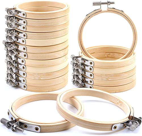 Pack of 20 Embroidery Hoops, ZOOQUE 15 cm Bamboo Frame Embroidery Hoop Made of Wood for Cross Stitch Crafts, Hand Sewing, Decorating and DIY Projects and Sewing (Runden) von ZOOQUE