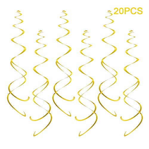 ZOOYOO Party Swirl Dekorationen, Goldfolie Deckenbehang Wirbel Dekoration, Whirls Dekorationen für Geburtstag | Hochzeit | Jahrestag | Abschlussfeier Party Supplies 20 Stück von ZOOYOO