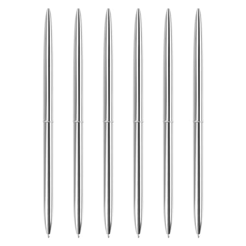 ZORESCOLEO Langer Kugelschreiber, Drehmechanik, Metall-Kugelschreiber, 1,0 mm Spitze, reibungsloses Schreiben, Signierstift, Gastschild, 6 Stück von ZORESCOLEO