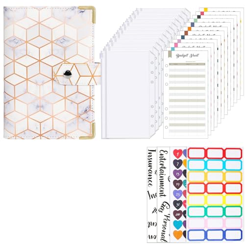 ZORESCOLEO Leder Budget Binder mit 12 Binder Geldumschlägen, 12 Budgetblättern, Etikettenaufklebern für Geld sparen, Budget Planner von ZORESCOLEO