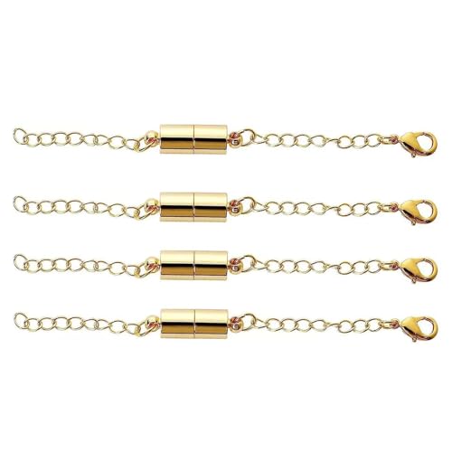 ZORESCOLEO - Set mit 4 verstellbaren Extender zur Schmuckherstellung, gold/silber, praktischer Magnetverschluss mit Kette von ZORESCOLEO