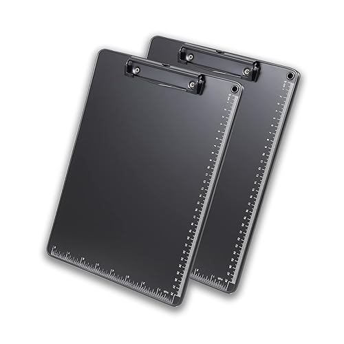 ZORVIDSON Metall-Klemmbrett, Aluminium-Klemmbrett, Standard-A4-Klemmbretter für Klassenzimmer, Büros, Restaurants, Arztbüros, 2er-Pack, Größe 31,8 x 22,9 cm, (schwarz) von ZORVIDSON