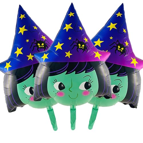 Helium Ballon Hexe, 3pcs Halloween Folienballon, Halloween Deko Ballon, Halloween Luftballons Set, Party Deko Halloween, Partydekorationen für Halloween, Ostern, Karneval von ZOSIGN