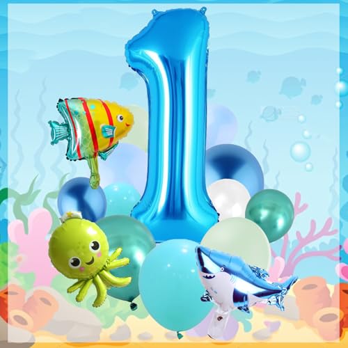Luftballons 1.Geburtstag Tiere,Blau Geburtstag Balloon, Kindergeburtstag Dekorationen, Thema Party Deko,für Dekorationen Geburtstag Jungen Mädchen von ZOSIGN