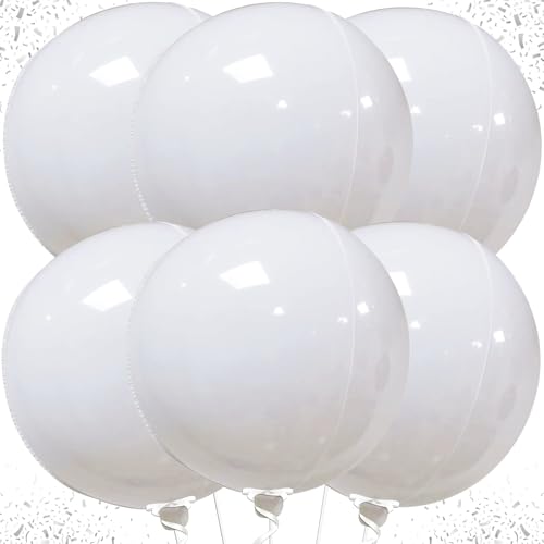 Luftballons Weiß, 6 Stück 22 Zoll Metallic Weiß Folienballons, Hochzeit Luftballons, Grosse Luftballons Weiß, für Verlobung Hochzeit Geburtstag Babyparty Valentinstag Party Deko von ZOSIGN