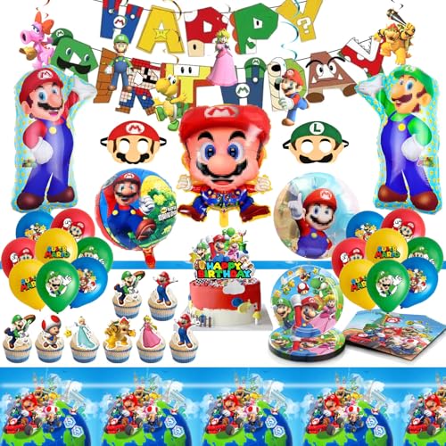 Super Geburtstag Deko,Kindergeburtstag Party Geschirr Kit,Party Decorations Kit,Cartoon Geburtstag Deko,Cartoons Partygeschirr Set,Thema Party Dekoration Luftballons,Kindergeburtstag Deko Set (86 PCS) von ZOSIGN