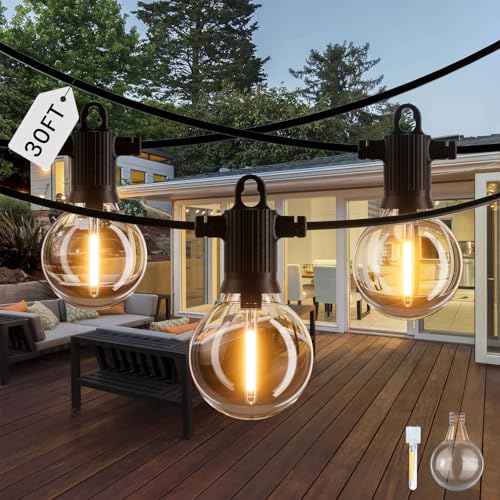 ZOTOYI LED Lichterkette Außen IP65 Wasserdicht 30FT/9M mit 10+1 Bruchsicheren Kunststofflampen Dimmbar für Innen&Außen Geeignet Ideal für Terrasse Party Bar Warme Lichtwirkung(Dimmer nicht enthalten) von ZOTOYI