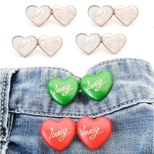 ZOUBAOQ Heart Fit Fixer Heart Fit Fixer für Jeans, Fit Fixer Herz-Clips, kein Nähknopf, Hosenstraffer, abnehmbarer Herzknopf von ZOUBAOQ