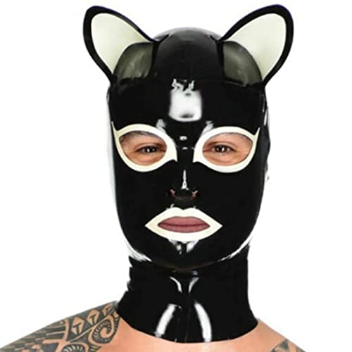 ZOUTYI Schwarz,L, Latex Maske Fetisch Unisex Gummi Latex Haube Sex Puppen Mit Nase Löcher PVC Lack Glänzt Leicht SM Fetisch Bondage Maske Karneval Fasching Anfänger Profis Maskerade Drama von ZOUTYI