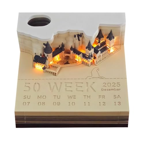 ZOYDP 3D Kalender Abreißen 2025 Artsy Pads mit Led Licht und Stifthalter 3D Notizblock Kalender 2025 3D Abreißkalender 2025 3D Calendar 2025 für Desktop Ornament Papierskulptur Geschenk 3D Notepad-9 von ZOYDP