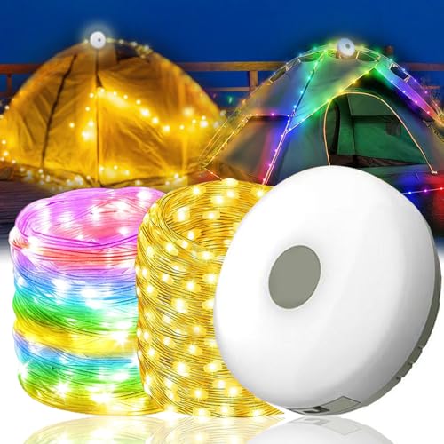 ZOYDP Camping Lichterkette Aufrollbar, 10m Wasserdichte Tragbare Verstaubare Lichterkette für Den Außenbereich, Aufrollbare Lichterkette Camping mit 5 Beleuchtungsmodi, USB Lichterkette Camping Außen von ZOYDP