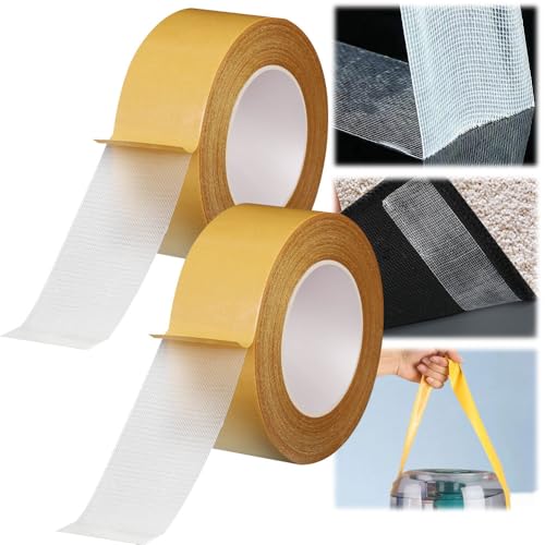 ZOYDP Doppelseitiges Klebeband Extra Stark, 2 Rollen 3cmx20m Teppich Klebeband,Doppelseitiges Klebeband Ablösbar Spurlos,Vielseitiges Doppelseitiges Klebeband Ideal für Foto,Wand,Küche,Zuhause,Schule von ZOYDP