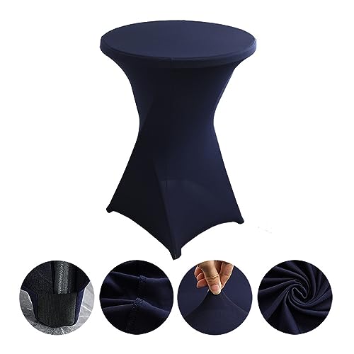 ZOYIEP 2 Pack Stehtisch Hussen, Runde Spandex Tischdecke, Weiß Stretch Stehtisch Husse für Bistrotisch, Waschbar Tischabdeckung Stretchhusse für Hochzeit Party Küche (Dunkelblau,80x110cm) von ZOYIEP