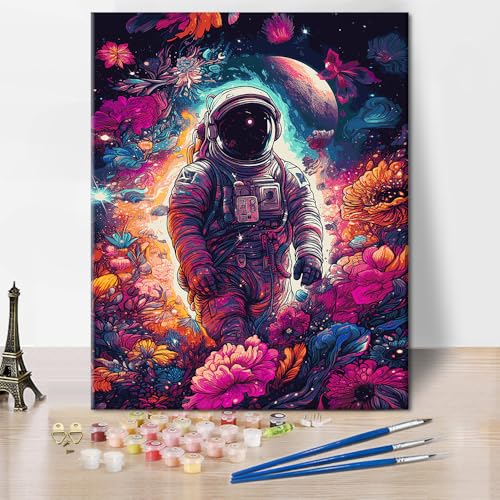 Astronaut Malen nach Zahlen Erwachsene Malen nach Zahlen Kits DIY Astronauten Malen nach Zahlen Kunst Abstrakte Universum Ölgemälde auf Leinwand 16x20 Zoll Wandkunst für Schlafzimmerdekoration von ZOZHI