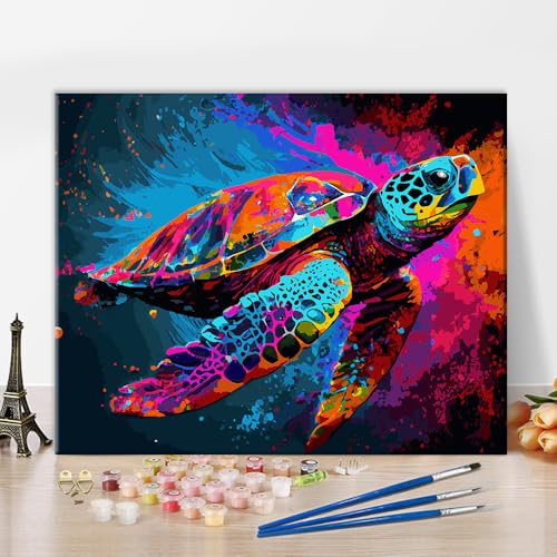 Erwachsene Malen nach Zahlen Riesenschildkröte Malen nach Zahlen Wandkunst DIY Meeresorganismus Malen nach Zahlen Tiere Malen nach Zahlen Set 16x20 Zoll Malerei Kunst Wanddekoration von ZOZHI