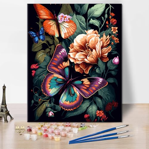 Malen nach Zahlen für Erwachsene Schöne Blumen Malen nach Zahlen DIY Blumen Malerei Kunst für Damen Blumen Kunstwerk Sets Wohnzimmer Wohnkultur 16x20 Zoll von ZOZHI