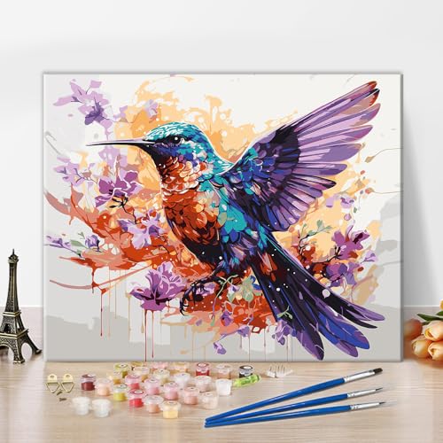 Malen nach Zahlen für Erwachsene Tier-Malen nach Zahlen Blumen-Vogel-Malerei Kunstwerk auf Leinwand Malen nach Zahlen-Sets für Männer Damen-Malgeschenke 16x20 Zoll von ZOZHI