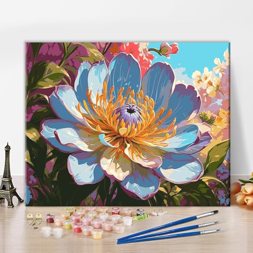 Moderne Blumen Malen-nach-Zahlen DIY Sommerblumen in Büscheln Malen nach Zahlen Set Wunderschönes Blumenmuster auf Leinwand für Erwachsene und Anfänger Malen nach Zahlen Kunstwerk 16x20 Zoll von ZOZHI