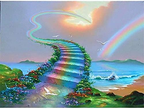 5D DIY Diamond Painting Kits (Regenbogenbrücke) Vollbohrer, Erwachsene Kinder Malerei Strass Stickerei, Bilder Kunsthandwerk Geschenk für Zuhause Raumdekoration, Büro, Wanddekoration AB0539 40x50CM von ZOZOIN