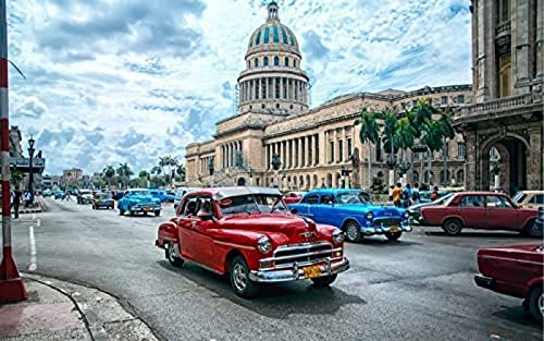 Full Drill Kuba Old Cars Classic Cars Havana DIY 5D Diamond Painting By Number Unique Kits Home Wall Decor 50x50CM von ZOZOIN