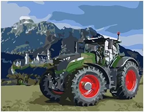 Malen nach Zahlen DIY handgemaltes Ölgemälde-Set für Kinder Anfänger Traktor Bauernhof Auto Land Ackerland Malen nach Zahlen Kits für Geschenk Heimdekoration 40x40CM von ZOZOIN