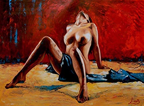 ZOZOIN Crafts Graphy Ölgemälde zum Selbermachen, Malen-nach-Zahlen-Kits für Erwachsene, Acrylgemälde-Sexy Nude Woman 50x60cm von ZOZOIN