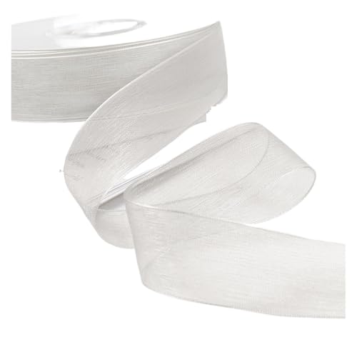 ZPFDSG Schleife 50 Yards/Roll 2.5cm Sheer Chiffon Ribbon Organza Satin Ribbons for Gift Wrapping Bow Wedding Bouquets Party Decorative Ribbons(6J71 Light Gray) von ZPFDSG