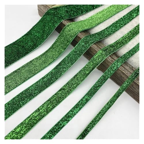 ZPFDSG Schleife 6/10/15/20/25/38MM Green Glitter Velvet Ribbon for Handmade Gift Bouquet Wrapping Supplies Home Party Christmas Decorations(15MM 5yards) von ZPFDSG